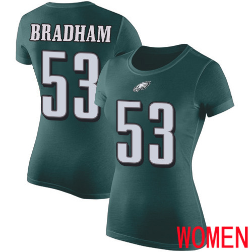 Women Philadelphia Eagles #53 Nigel Bradham Green Rush Pride Name and Number NFL T Shirt
